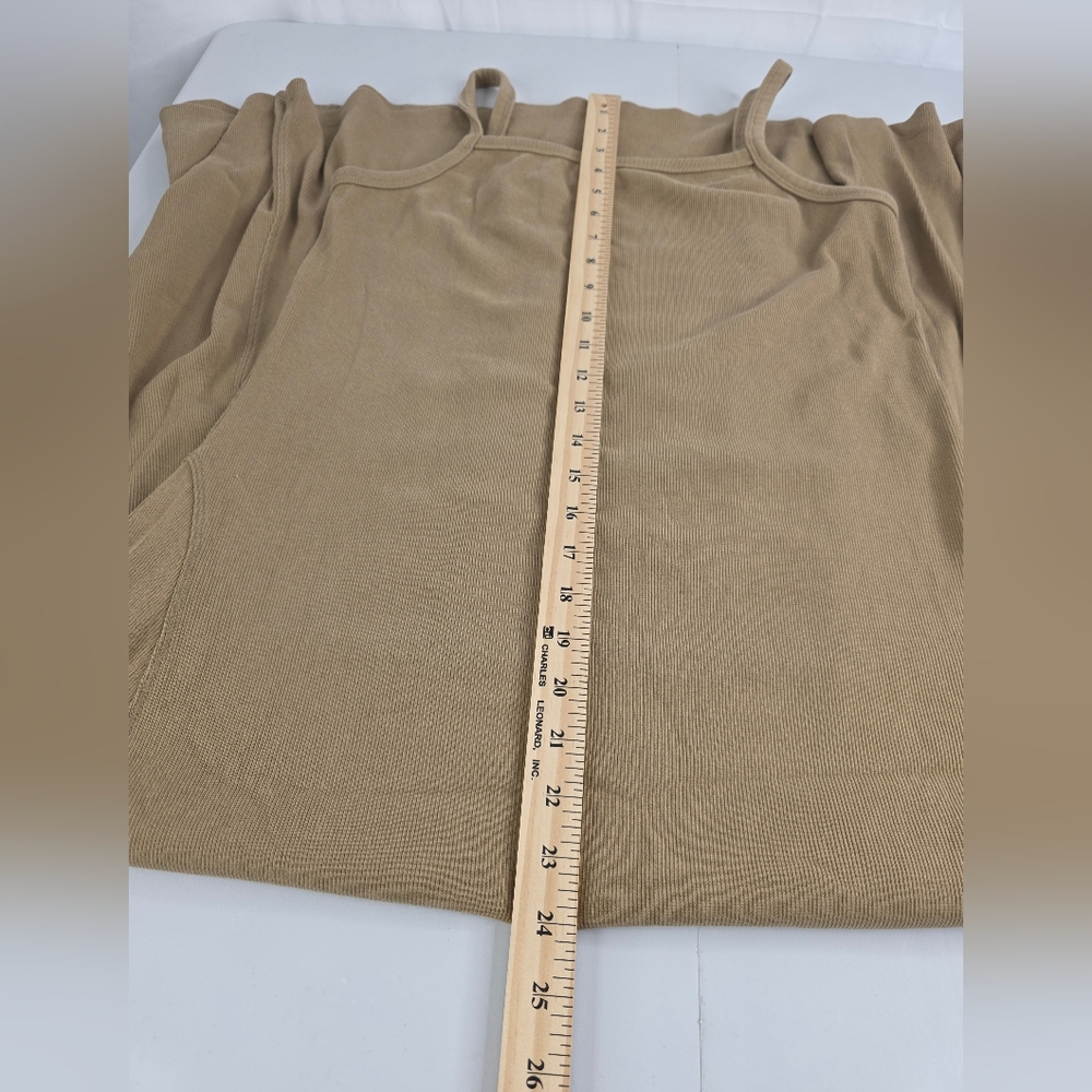 Universal Thread L Tan Ribbed Flared Maxi Dress Spaghetti Straps Stretch 2363-AW - Picture 5 of 10